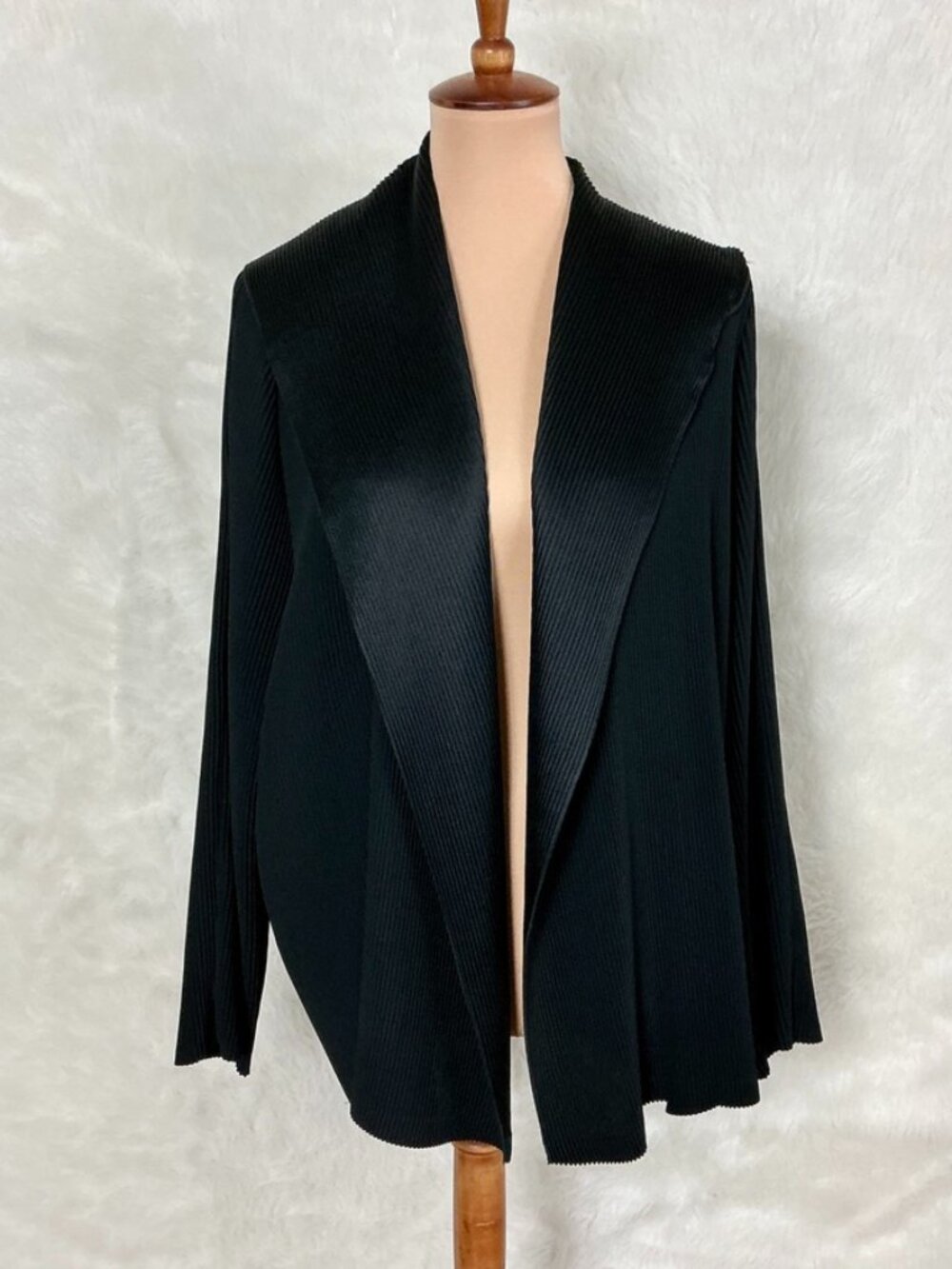 Babette San Francisco Black Pleated Shawl Collar Avant Garde Jacket Large L